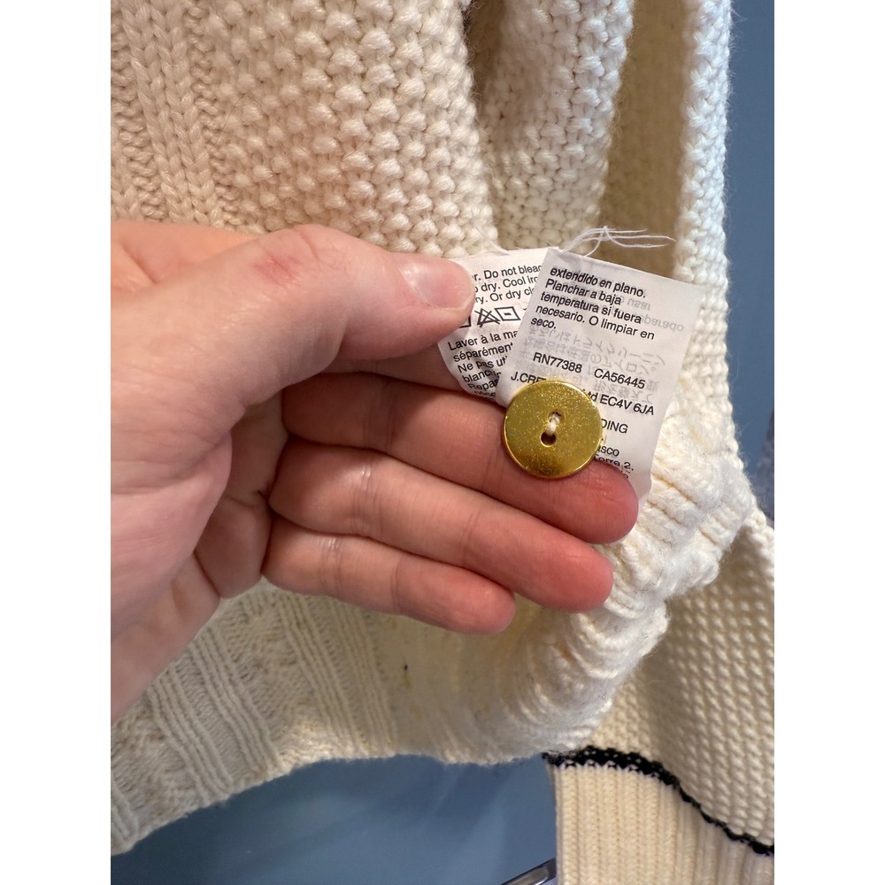 The Reeds J.Crew Women Cream Wool Blend Mock Neck Diamond Knit Sweater Large - Picture 9 of 10